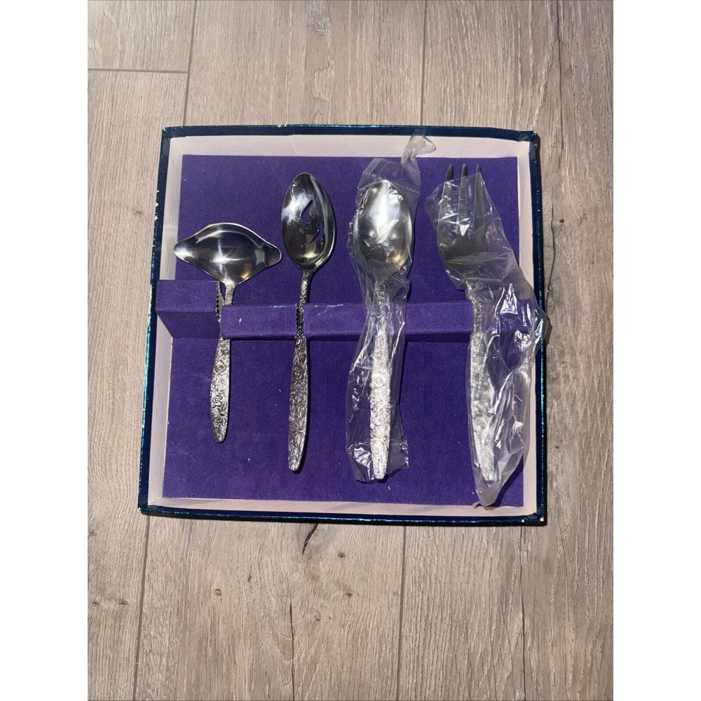 NEW w/Box Stanley Roberts (Stainless) BOUQUET 4 Piece Hostess‎ Set Serving Set